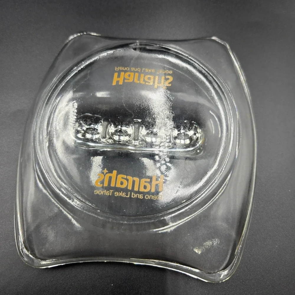 Vintage Harrahs Casino‎ Reno Lake Tahoe NV Advertising Clear Ashtray 5